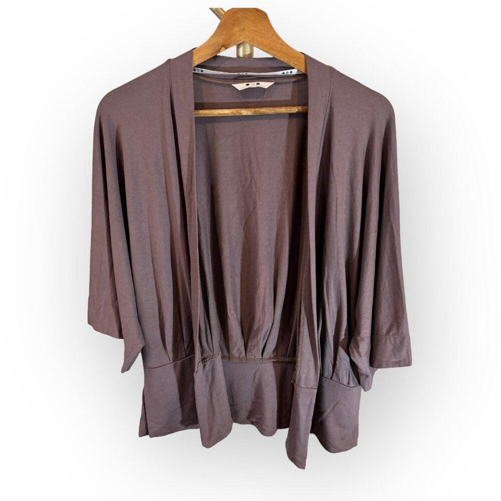 Three Dots Loose Fit Open Stretch Cardigan in Purple Womens MD